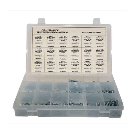Titan Fasteners Sheet Metal Screw Assortment, Steel, Zinc Plated Finish TFP18FRA275